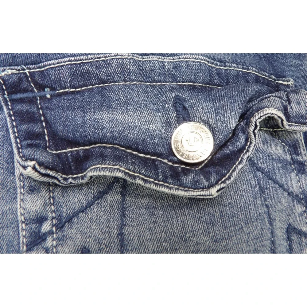 True Religion Jeans Men W32 Rocco Relaxed Skinny Flap Pocket Blue Denim Stretch